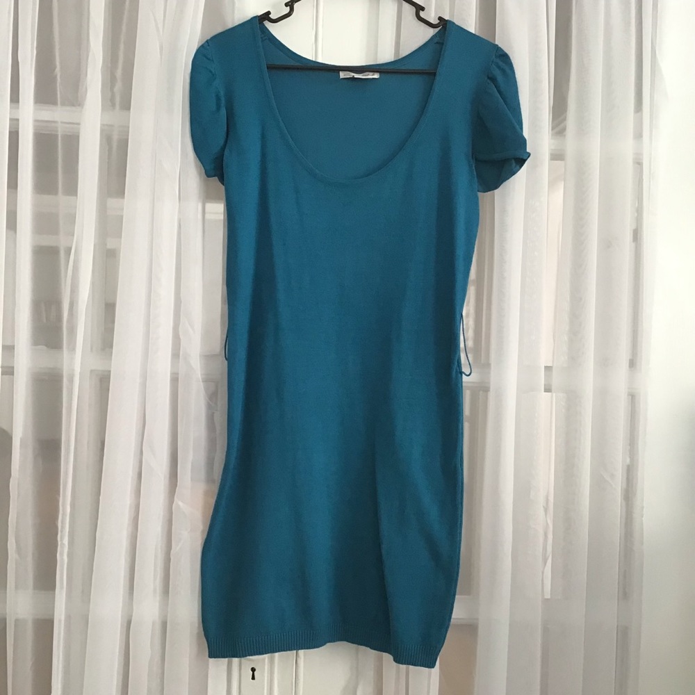 Cool Attitude teal sheath sweater dress
